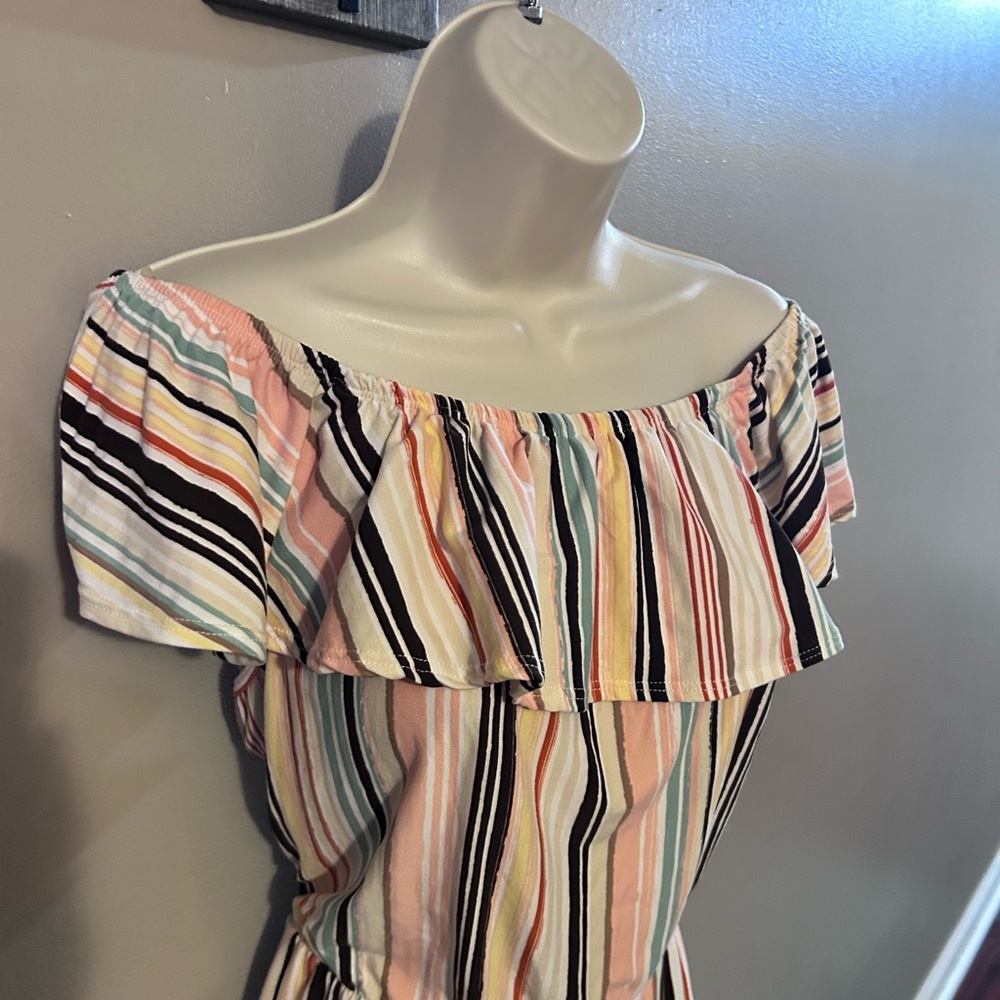 Striped Off-Shoulder Jumpsuit